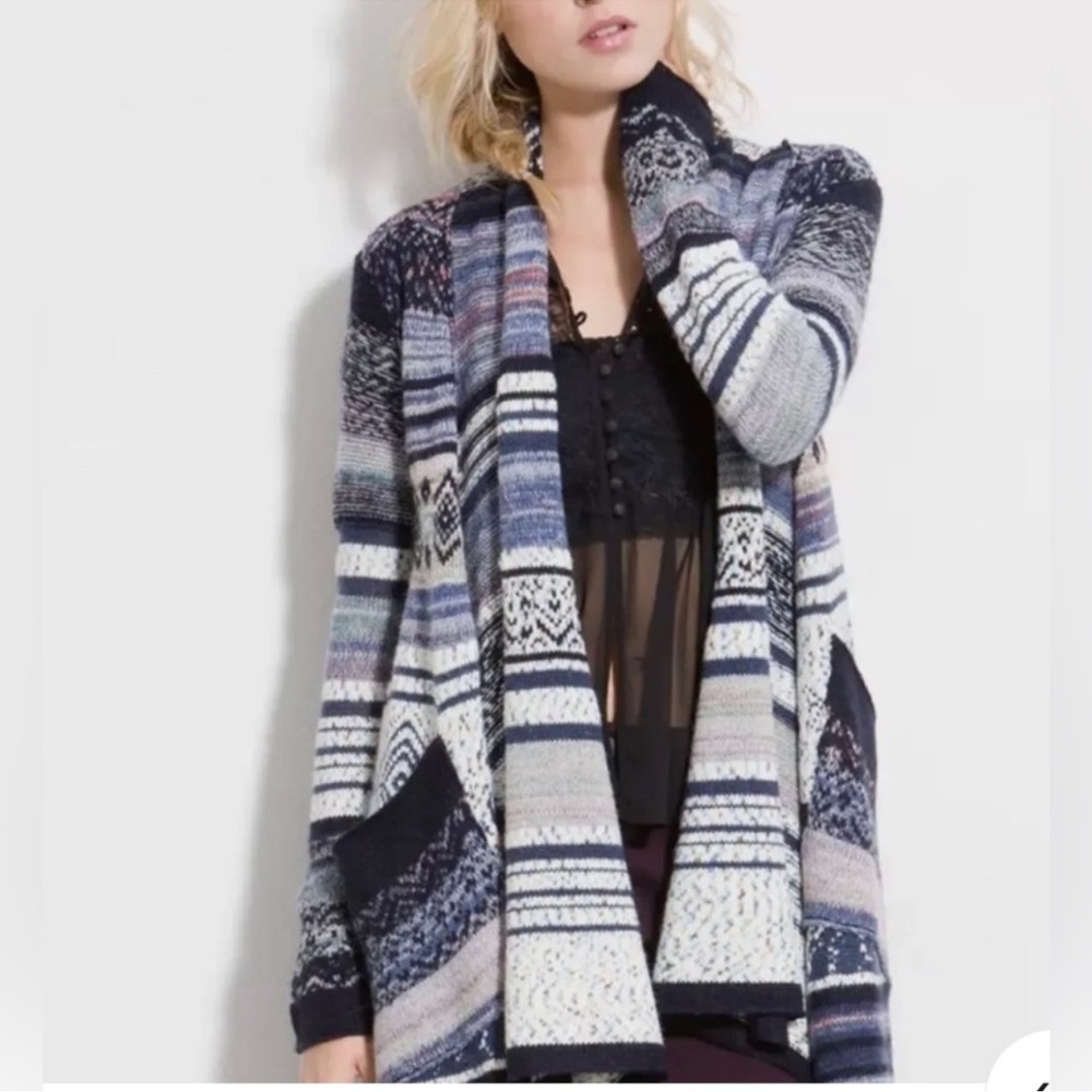 FREE PEOPLE Fair isle Sweater Cardigan Sz XS - Picture 1 of 5